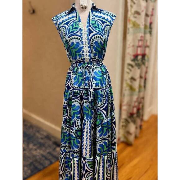 PINCH Dresses & Skirts - NEW PINCH women's floral tiered maxi dress in deep blue